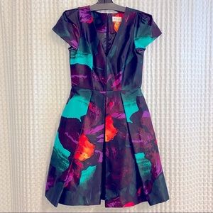 Like New! Milly V-Neck Multicolored Dress - Size 2